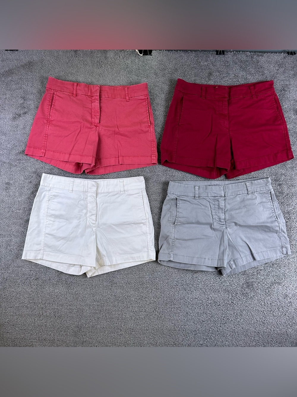 J CREW Lot Shorts Women 2 Khaki 4" Stretch Chino Flat Front Cotton Blend H5806